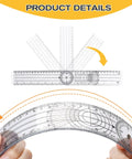 Straight Up Best Two Piece Clear Plastic Goniometer Set With Nifty Seven Inch Flexible Arms And Trustworthy Angle Finding Protractor Ruler For Homework And Man Cave Projects showing flexible rulers bending for angle measurement.