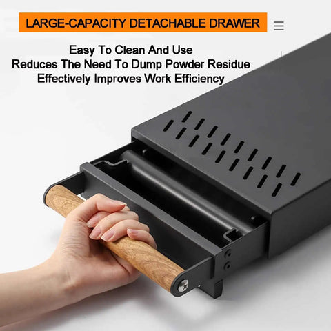 Sturdy Espresso Knocker Drawer And Coffee Knock Box With Shock Absorbing Removable Knock Bar, featured with a wooden handle.