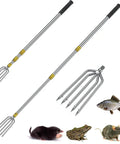 Pro Grade Stainless Steel Fishing Spear With 5 Prong Frog Gig Gaff Telescopic Harpoon Pole For Fish Bullfrog Toad Mole Hunting