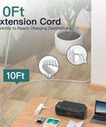 Power Strip With 12 Wide Outlets And 4 USB Ports, 10 Ft Flat Plug Extension Cord, Wall Mountable Surge Protector setup scene