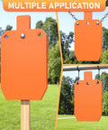 AR500 One Half Inch Steel Targets For Shooting Silhouette Gong Target neon orange in various outdoor range setups
