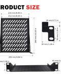 Product size diagram for 2 Pack 10 Inch 1U Rack Shelf Slick Vented Cantilever Tray with dimensions 215mm x 250mm x 260mm.
