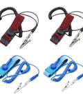 Adjustable ESD Wrist Strap Set Four Pack For Working On Sensitive Electronics, red and blue copper conductive bands