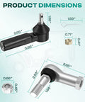 EZGO TXT Golf Cart Ball Joint Kit And Tie Rod End Set Fits 2001 Up 36V Electric Or Gas, black and silver parts with dimensions