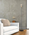 57 Inch Tall Floor Lamp In Black Satin Finish With Exposed Gold Socket And Inline On Off Rocker Switch Sleek Nordic Accent Lighting For Living Room And Bedroom Upgrade Your Space next to modern sofa