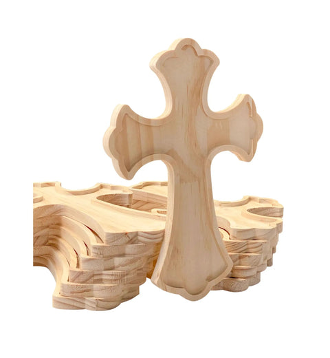 Top Shelf 12 Inch Unfinished Pine Wood Crosses 12 Pack Natural Framed Craft Supplies Ready To Stain Or Paint Measures 12 By 8 Inches showcasing one cross.