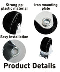 4 Pack 2 Inch Heavy Duty Caster Wheels With Solid Iron Mounting Plate Built Like A Boss showing strong pp plastic and durable iron mount.