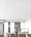 24 Pack Smooth Drop Ceiling Tiles 2x2 Feet Premium PVC Panels Waterproof Fire Rated Reusable No Sag Breakage White Cover