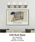 Four Light Vanity Light In Brushed Nickel With Clear Glass Shades, E26 Base Industrial Wall Lamp Above Artwork
