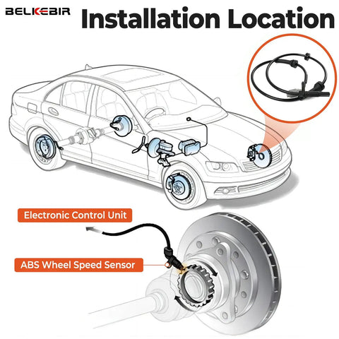 Installation diagram highlighting Front ABS Wheel Speed Sensor Pair Fits 2008 Through 2014 Nissan Rogue And 2008 To 2012 X Trail 2.5L.