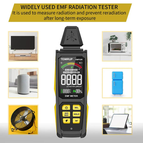 5 In 1 EMF Meter Detector For Home Use And Ghost Hunting, Detects Radio Frequency, Electric And Magnetic Fields, Temperature And Humidity Readouts, Rechargeable EMF Reader, Handy Field Strength Meter For Quick Radiation Checks, handheld plastic device