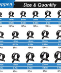 132 Piece Spring Hose Clamps Kit With Swivel Flat Band Pliers 6 To 25mm Assortment sizes and quantities chart