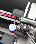 12-Inch Tailstock Alignment Bar for Lathes, Precision Ground Hardened Steel Ends, showing alignment setup on lathe