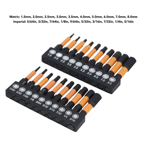 Premium 20 Piece Hex Bit Set With Magnetic Alloy Steel Screwdriver Bits For Furniture Assembly And Automotive Maintenance Featuring 1/4 Inch Hex Shank Metric And Imperial Drill Kit That Is Totally Awesome, metric and imperial sizes