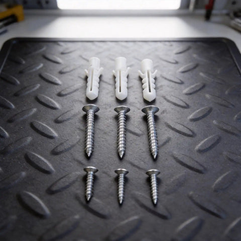 Heavy Duty Whiteboard Mounting Hardware Kit With Metal Wall Brackets Screws And Anchors 20 Pack Easy Install close-up of screws and anchors