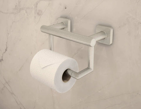 Duro ADA Wall Mounted Toilet Paper Holder Satin Nickel Finish With Metal Construction For Rugged Use Rust Resistant