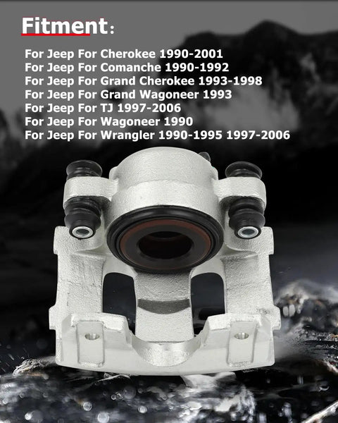 Built Tough Front Left And Right Disc Brake Calipers Without Bracket Fits Jeep Cherokee Grand Cherokee Wrangler 1990 To 2001, silver finish