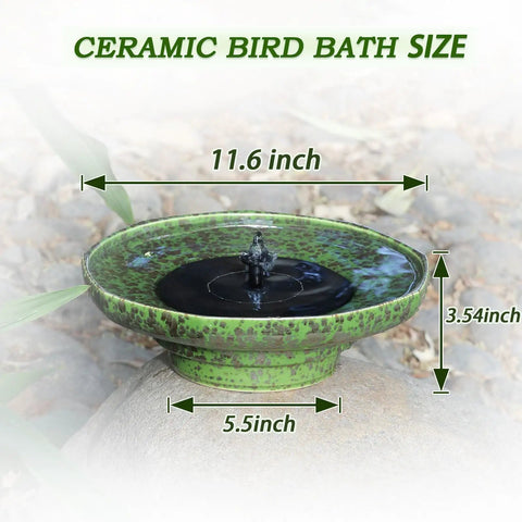 Sun Powered Ceramic Bird Bath Fountain For Outdoors Garden And Yard Decor No Battery Needed Solar Water Feature