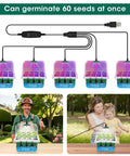 Self Watering Seed Starter Tray With Grow Light 60-Cell 5-Pack Reusable Seedling Trays in use outdoors and indoors with family