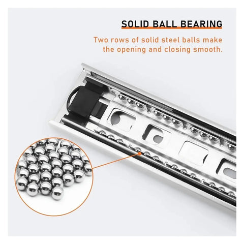 10 Pairs 22 Inch Drawer Slides, Rear Side Mount, Bottom Mounted Concealed Design, Pro Grade Heavy Duty Rails For Cabinets And Furniture, Smooth Quiet Action, Built Tough Steel solid ball bearing close-up
