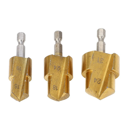 Awesome Heavy Duty PPR Pipe Reamer Kit With 3 High Carbon Steel Step Drill Bits For Smooth PVC Fitting Expansion And Precise Plumbing Tasks That Never Fail You, 19-31mm bits
