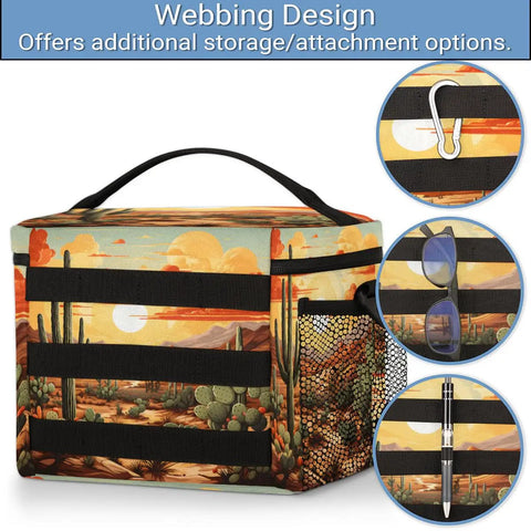Flower Cactus Desert Tactical Lunch Bag For Men And Women with webbing and storage details.
