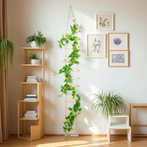 Extra Tall Six Foot Wooden Ladder Plant Trellis For Indoor And Outdoor Garden Support Easy To Install Climbing Vine Trellis with ivy indoors