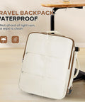 Go-To Travel Backpack for Women and Men Carry On Luggage Flight Ready Personal Item Essentials Waterproof Laptop Backpack Brown Beige with water droplets
