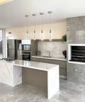 Upgrade Your Kitchen Or Bar With These Slick Chrome Led Bubble Crystal Pendant Lights Featuring Simple 3Cct Color Switches And Timeless Modern Designs Solid 3 Pack Gear For Effortless Ambient Glow in a modern kitchen setting.
