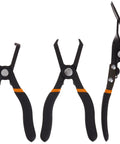 Three Piece Body Clip Pliers Set For Automotive Panels And Plastic Anchors With Center Pins, V Design durable hand tools.
