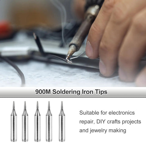Pack Of 10 900M Internally Heated Solder Tips For Electrical Solder Stations With Cleaning Sponge Pad Pro Grade Replacement