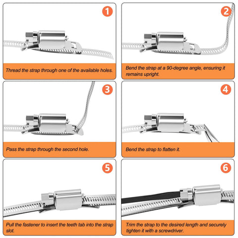 Step-by-step assembly of 32Ft 304 Stainless Steel Hose Clamps DIY Kit With 25 Heavy Duty Fasteners And Adjustable Worm Gear Clamps