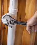 Wide Jaw Adjustable Wrench Set With 6 Inch And 10 Inch Wrenches used on plumbing, showing micro serrations for precise grip.