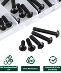 M5 Black Torx Security Screws With Bit Tamper Resistant Button Head 304 Stainless Steel Machine Fasteners For Outdoor Automotive Anti Theft Projects Locks Down Tight 60Piece Set in storage case.