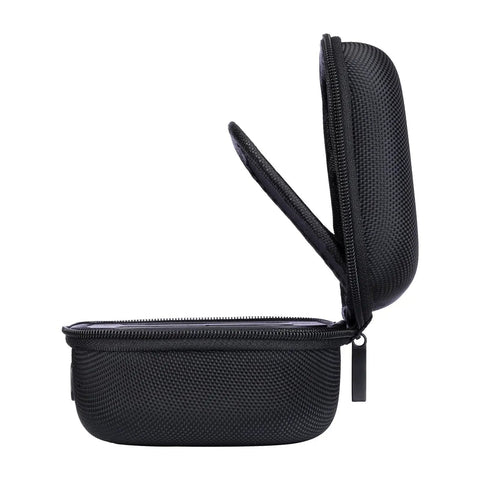 Side view of black Wireless Guitar System Charging Case BCA58 with Auto Full-Charge Detection and Auto Stop, open lid.