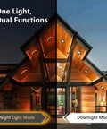 Slick 4 Inch Black Canless Recessed Lights 36 Pack showcasing night light and downlight modes in modern home exterior.