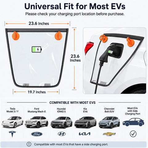 Hella Tough EV Charging Port Cover With Heavy Duty Magnets And Lock Tight Suction for most EVs with dimensions 23.6x19.7 inches.