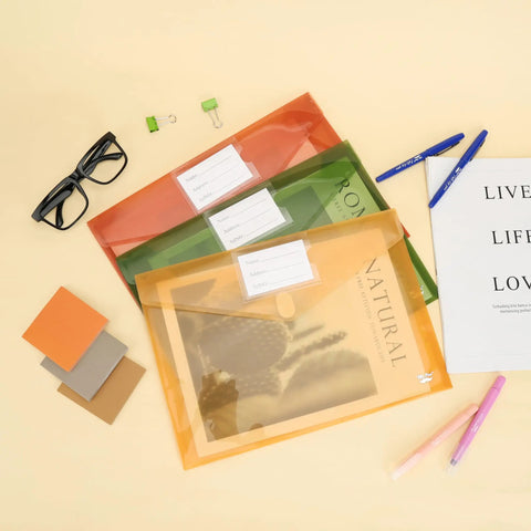 Clear Poly Envelopes 10 Pack For A4 And Letter Size Grab And Go Colorful Durable Plastic File Folders for easy organization
