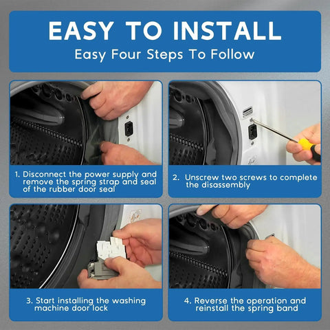 Washer Door Lock Switch Assembly Replacement For LG Front Load Washers EBF61315802 Compatible With WM3670HVA WM3670HWA WM3700HWA WM3080CW WM3770HVA Plus More, Easy Install, Durable Interlock For Safe, Efficient Wash Cycles. Easy install steps for LG front load washer door lock replacement.