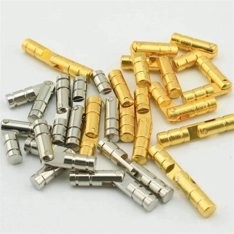 Concealed Furniture Hinges Set 50 Pcs Gold And Silver Mini Cylindrical Hinges With Screws For Jewelry Boxes Cabinets And Folding Doors Retro Style Track Design For Smooth Quiet Open Close.