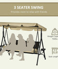 Three Seat Outdoor Patio Swing Chair With Adjustable Canopy And Removable Cushions, silhouette showing seating design