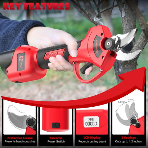 Workhorse Heavy Duty Pruning Shears Attachment For Milwaukee 12V Batteries With LCD Display And SK7 Blade in use