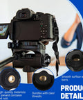 10 Pack M6 Star Knobs With Through Hole Hexagon Design shown on camera tripod for easy clamp tightening, grip-ready ergonomic handles