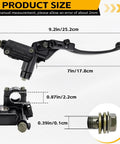 Right 7/8 Inch Hydraulic Brake Master Cylinder Lever Pump For GY6 Scooters showing dimensions and black finish details