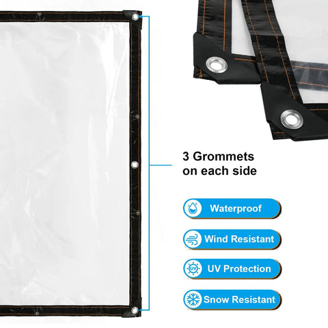Two Pack Clear Tarp Covers Heavy Duty Waterproof Tarpaulin With Grommets For Garden Greenhouse Balcony Patio And Outdoor Use Tear Resistant Weatherproof 39 By 39 Inch Rain Snow Wind Protection