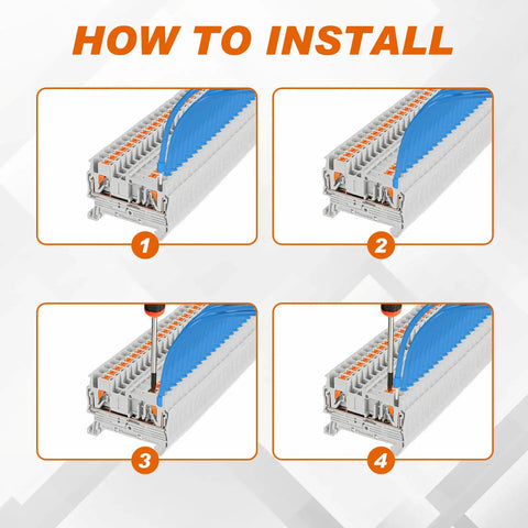 Push In Gray DIN Rail Terminal Block Kit ST2 2.5 1x1 76 Pcs With Covers End Stops And Jumpers For Control Panels And DIY Electrical Projects Perfect For Auto Wiring In Cabinets Quick Install And Reliable Performance, wiring steps