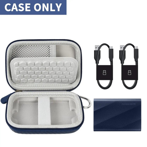 Go To Carrying Case For Samsung T9 T7 T7 Shield Portable SSD 1TB 2TB 4TB USB 3 Gen 2x2 External Drive Storage Travel Pouch displayed open