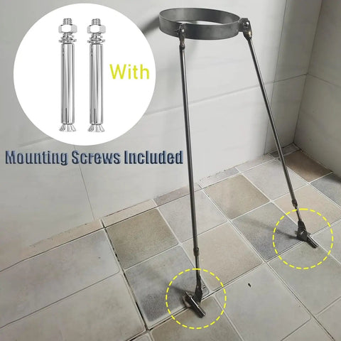 Rock Solid Stainless Steel Chimney Support Bracket Kit For Pellet Stove And Water Heater Vent Pipe Roof Mount Four Seventy Five Inch Diameter With No Sweat Setup Built Tough For Bad Weather with mounting screws visible.
