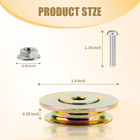 Two Piece Cut Off Flange Track Bearing Kit For Tapco Pro And Max Siding Brake with dimensions of screws, nuts, and roller.