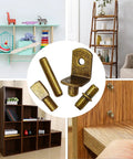 Heavy Duty Steel Shelf Pins And Pegs Kit Packs 104 Dang Tough Pieces for bookshelves, showing bronze tone hardware and storage solutions.
